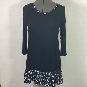 Love Story Black w Large White Polka Dots Dress Size M